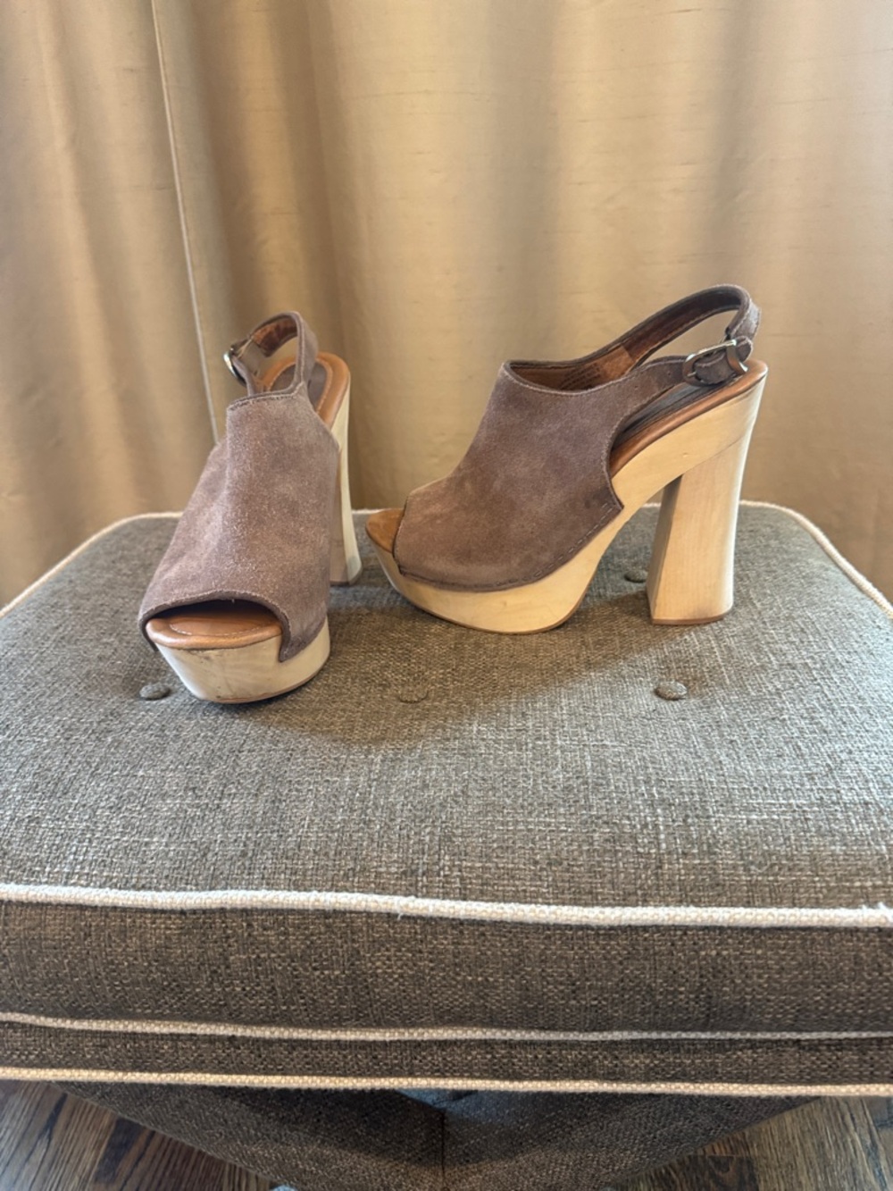 Free People Taupe Suede Platform Slingbacks